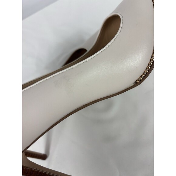 Coach Vonna Heels Cream Chalk 11 Studded Beadchain Pointy Toe Semi Matte Calf - Picture 13 of 16